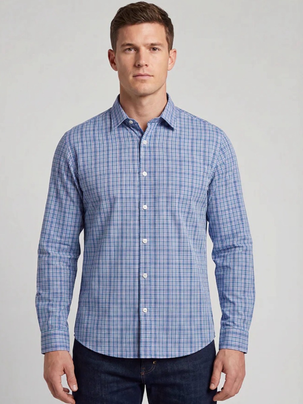 Jeremy Argyle NYC Long Sleeve HOUSTON BLUE PLAID Size L